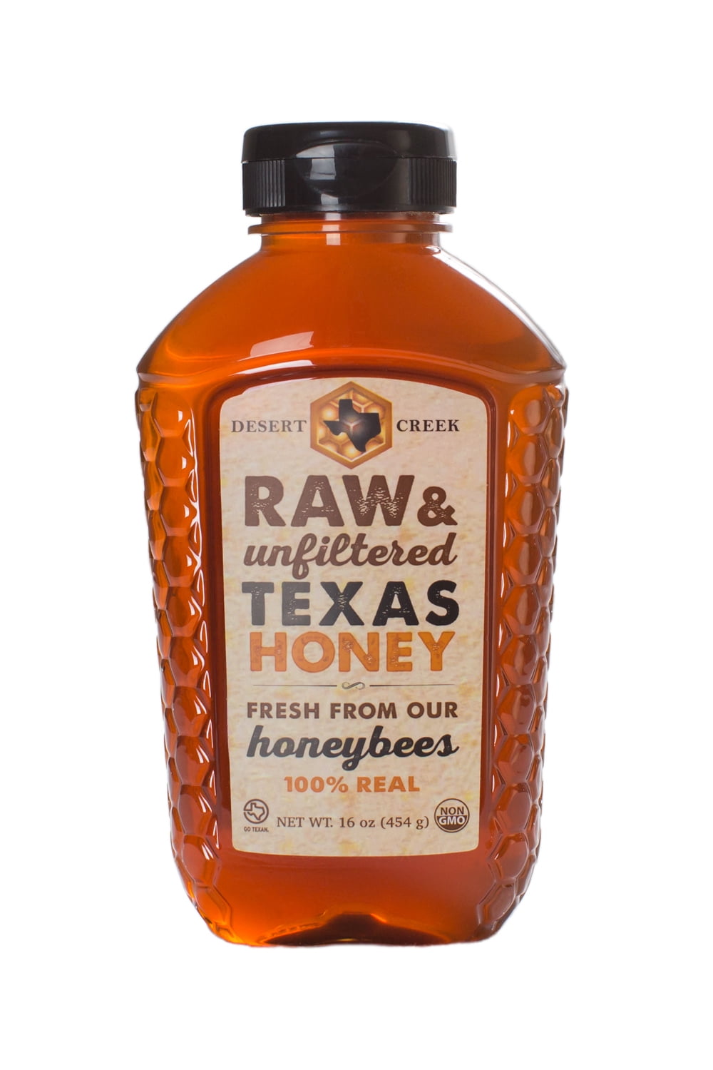 (3 pack) Desert Creek Raw Texas Honey, 16oz, Non-GMO, Kosher Certified