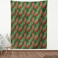 thumbnail image 4 of Christmas Fabric by the Yard, Abstract Pines with Swirls Dots Lines Design Patchwork Style Print, Decorative Upholstery Fabric for Sofas and Home Accents, Dark Coral Dark Green by Ambesonne, 4 of 5
