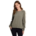 thumbnail image 3 of RBX Active Women's Ultra Lightweight Cotton Blend French Terry Crewneck Pullover with Crochet Trim, 3 of 5