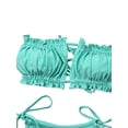 thumbnail image 3 of ZAXARRA Women 2 Piece Strapless Bikini Swimsuits Ruffle Ribbed Bandeau Bikini Set High Cut Bathing Suits, 3 of 7