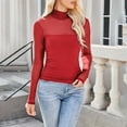 thumbnail image 2 of aidice Going out Tops for Women Trendy High Neck Long Sleeve Slim Fitting Gauze Thin Casual Tee Shirts, 2 of 4