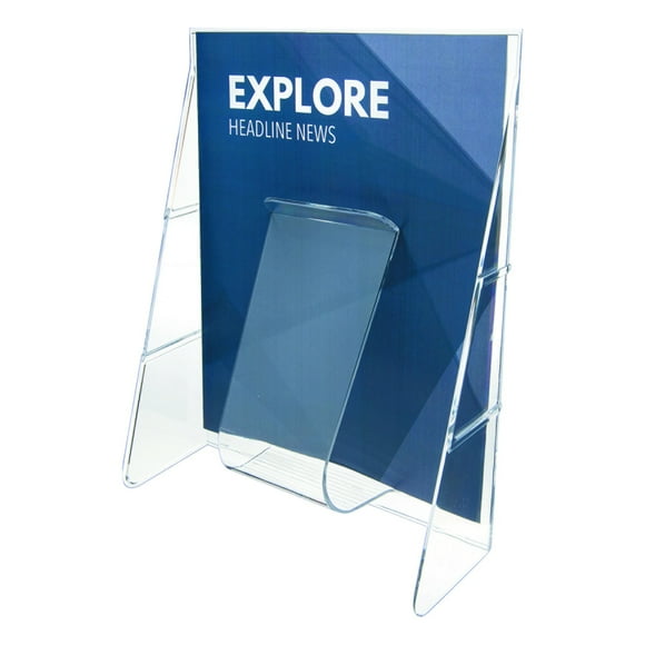 Deflecto Support Mural pour Magazines, Présentoir Mural, Poche Résistante aux Chocs, Transparent, 9-1/8"L x 11-3/4"H x 2-3/4"P (55501)