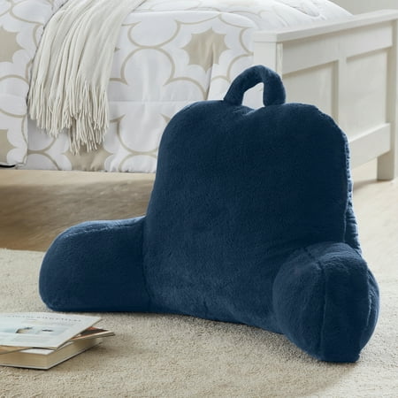 Mainstays Faux Fur Plush Bedrest Pillow, Size 24" x 15", Blue Cove, 1 Piece