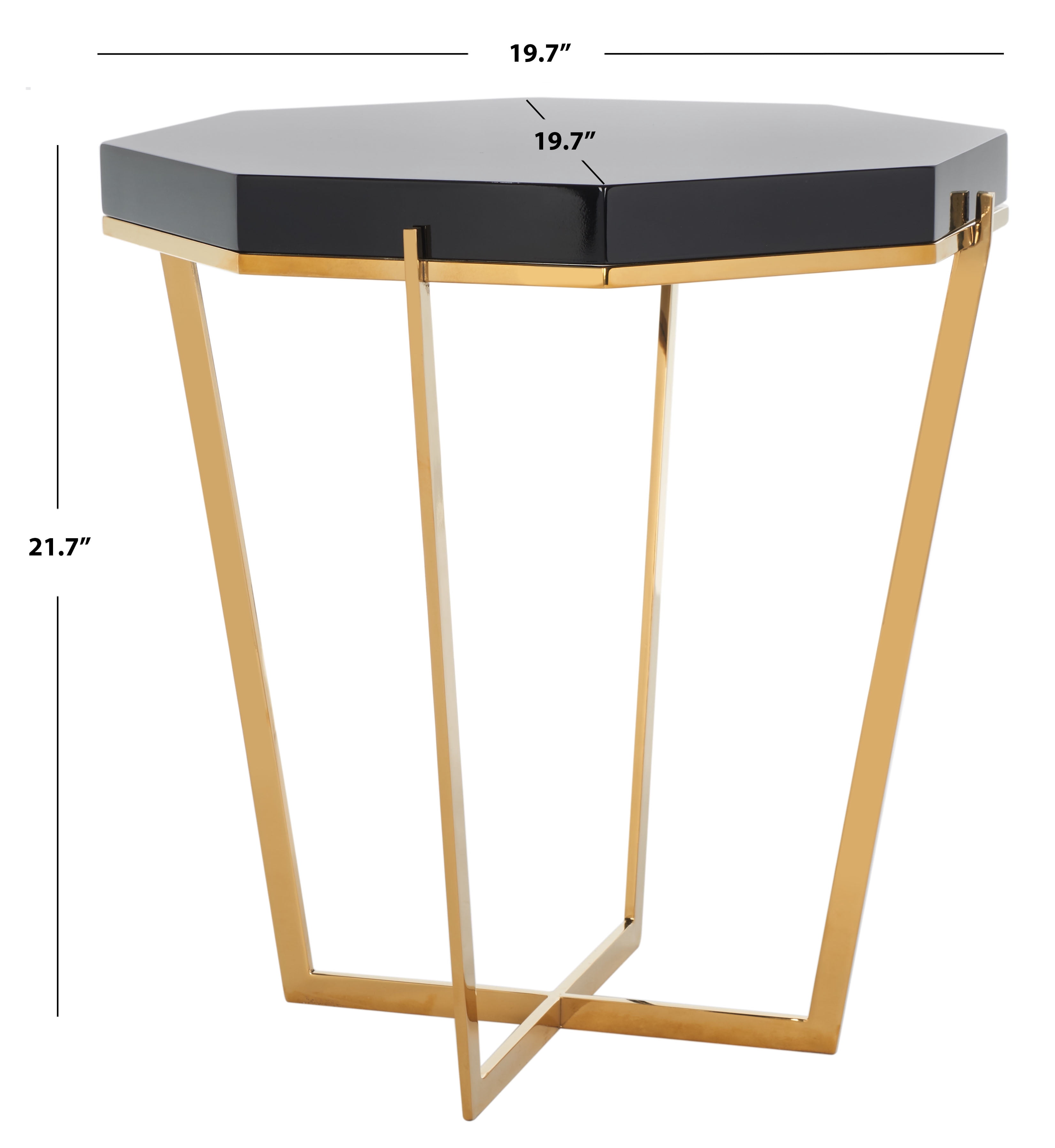 Safavieh Couture Danna Glam Stainless Steel Octagon End Table, Gold/Black