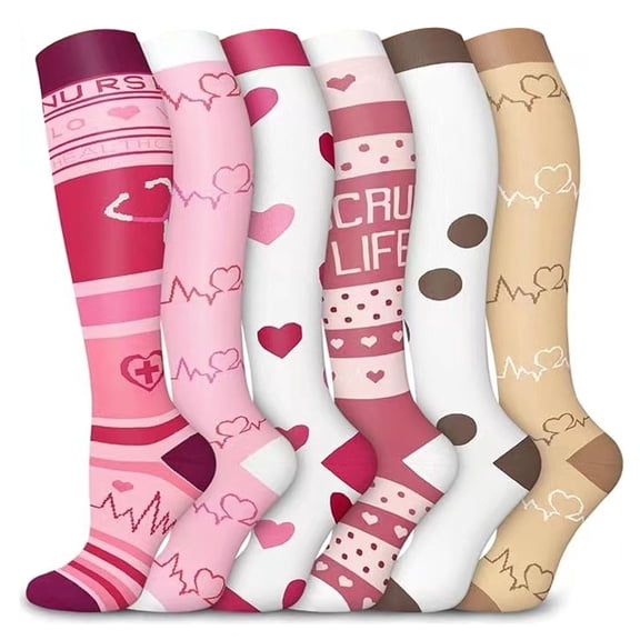 Xijirk Nurse Pattern Compression Knee High Socks for Women Size:L