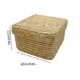 thumbnail image 2 of Woven Straw Storage Baskets With Lid Rattan Snack Container Multipurpose Bins Laundry Toys Organizer Household( 14*13CM), 2 of 4