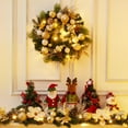 thumbnail image 6 of 24-Inch Pre-Lit Golden Christmas Wreath with 20 LED Lights & 8 Modes, Rattan Base, Pine Cones, Balls & Stars – Battery Operated Holiday Wreath for Door, Window, or Mantel, 6 of 9