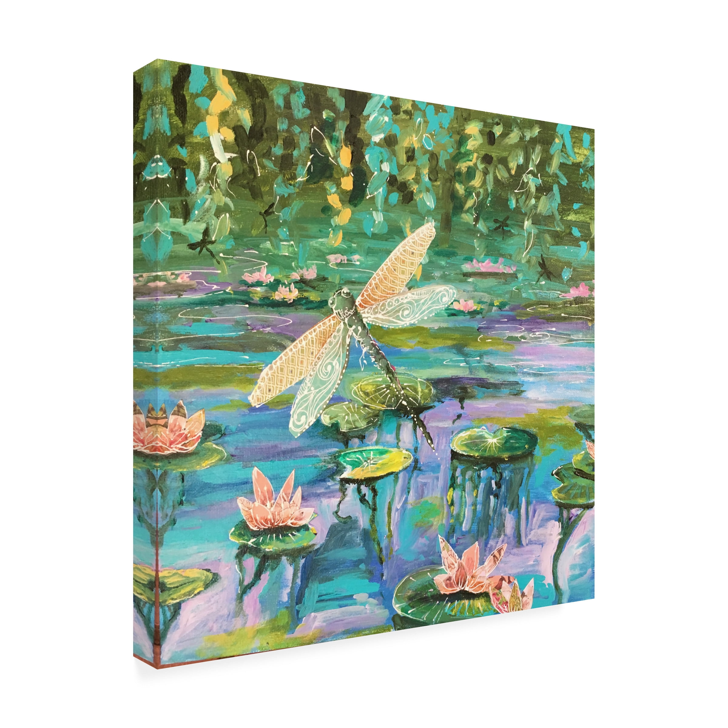 Canvas Wall Art - Christine Rotolo 'Mixed Media Dragonfly' Wall Art for Living Room, Bedroom, or Office DÃ©cor by Trademark Fine Art - 14 x 14 Inches