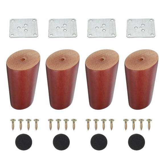 Uxcell Wood Furniture Legs, 4Pcs 3.1" Tapered Replacement Sofa Leg for Chair Couch Bed Coffee Table Dresser, Red Walnut