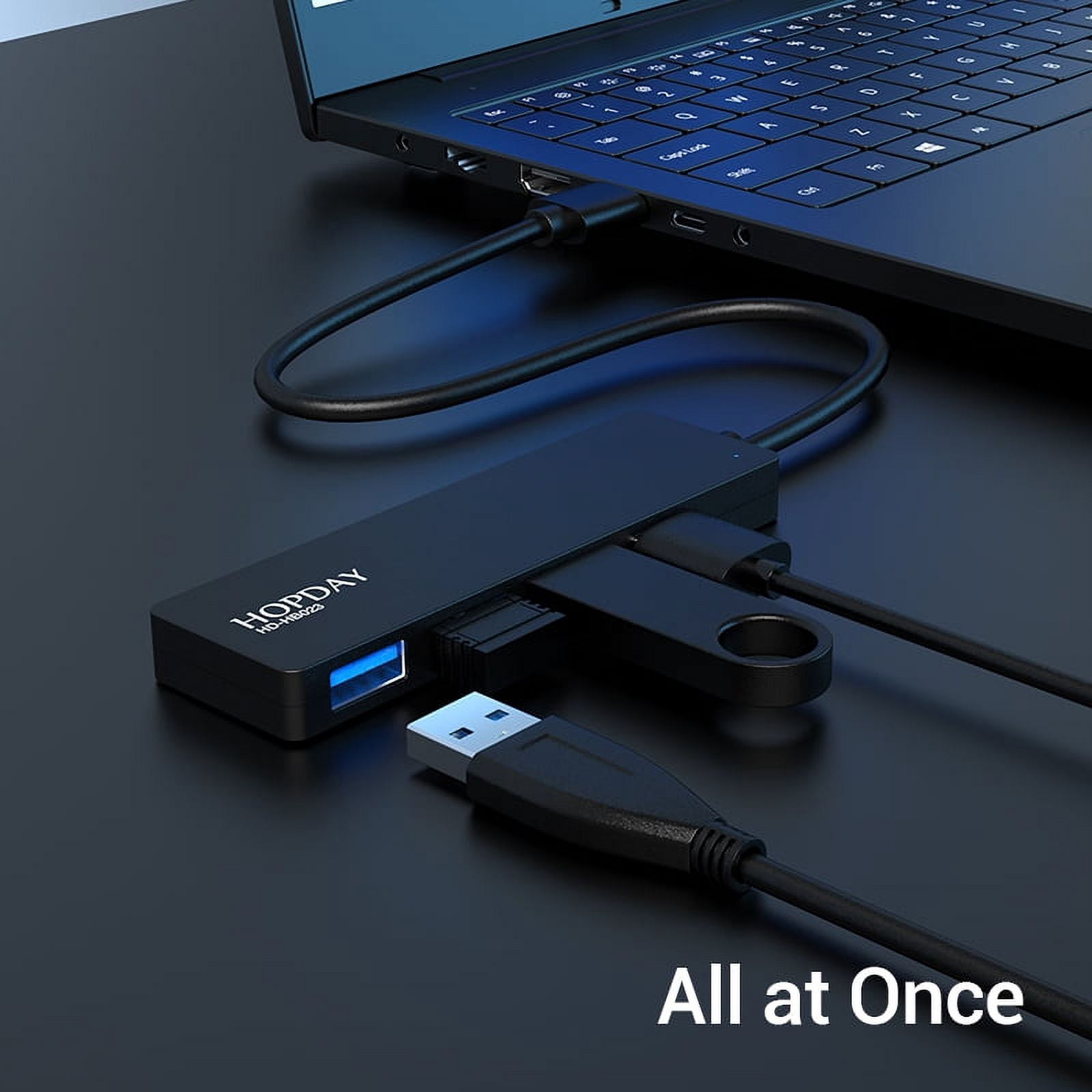 USB Hub, USB Hub 3.0 with 4 Port USB 3.0 Transfer Speed 5 Gbps, Ultra-Slim Data USB Splitter Compatible with Laptop, PC, Mouse, Keyboard, USB, Cable