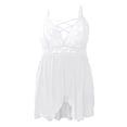 thumbnail image 4 of Intimates Women Elastic Plus Size Stretchy With Two Pieces Mesh Nightgown Underwear, 4 of 5