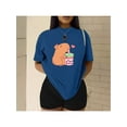 thumbnail image 1 of Playera Blusa De Capybara Tomando Refresco Ropa Divertida Para Mujer Capibara Color Azul Talla Mediana Marca Emil SaEs, 1 of 4
