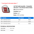 thumbnail image 2 of Left Tail Light Assembly - Compatible with 2010 - 2012 Nissan Sentra Sedan 2011, 2 of 2