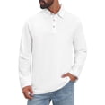 thumbnail image 5 of INSPIRE CHIC Men's Polo Shirt Long Sleeve Solid Color 3-Button Casual Shirt  XL White, 5 of 6
