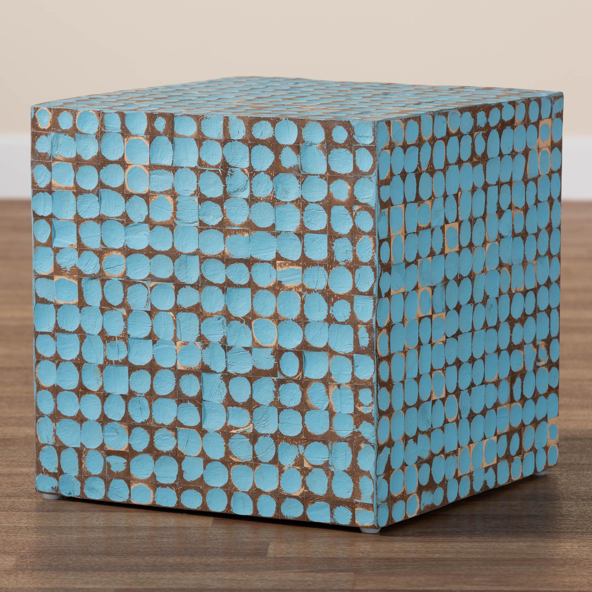 bali & pari Janella Boho End Table, Square, Sky Blue