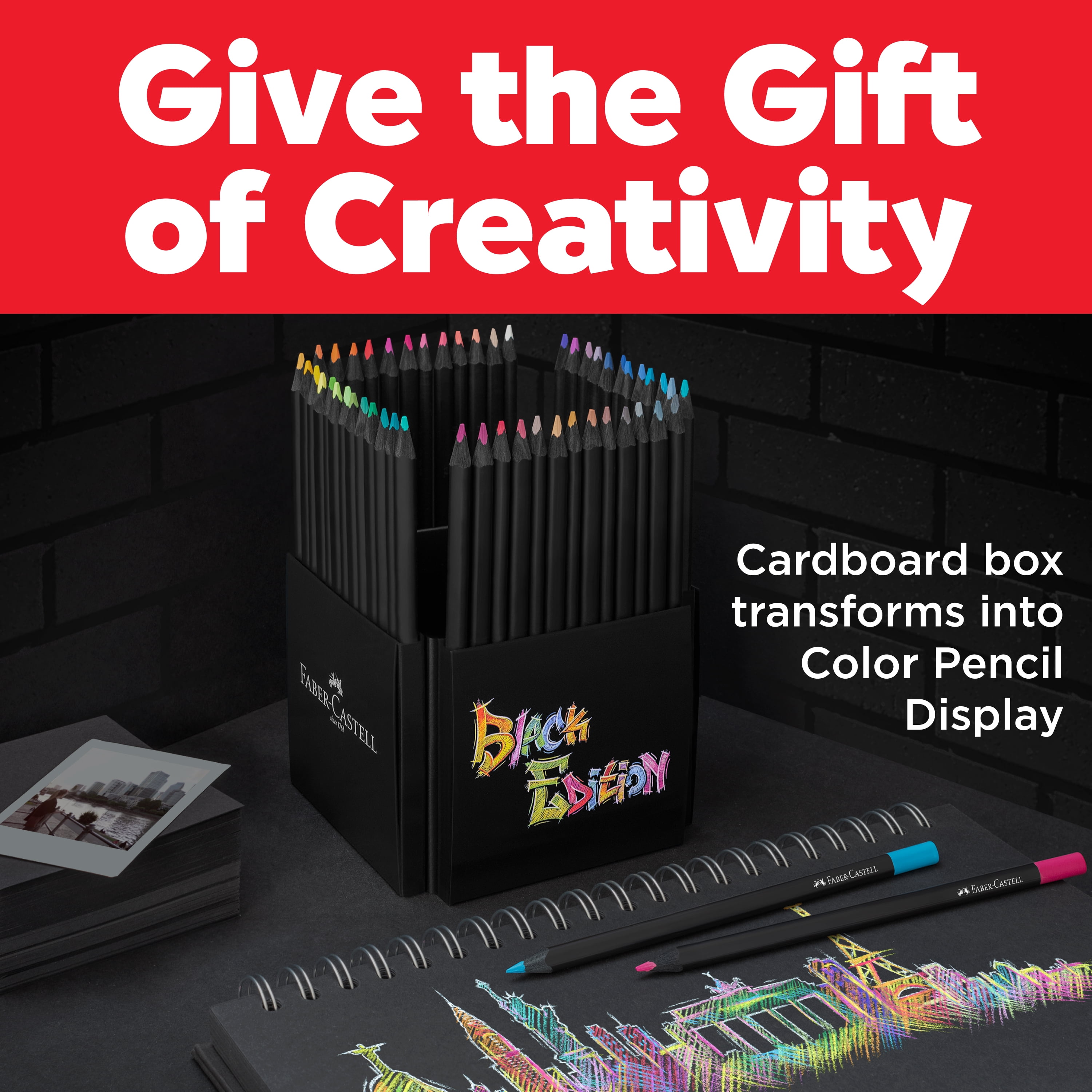 Faber-Castell Black Edition Fine Art Colored Pencils | Back to School Art Supplies (50 Count)