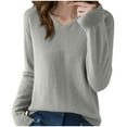 thumbnail image 2 of Amidoa Long Sleeve Women Sweater V-Neck Gray Cozy Casual Solid Lightweight Sweaters Womens Cardigans XL, 2 of 3