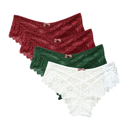 Butt Lifting Underwear for Women 4 Pack Seamless Underwear for Women Lace Thong Cheeky Panties Breathable Briefs Stretch High Cut Plus Size Ladies Bikini Thongs Women s Bikini Panties White XL
