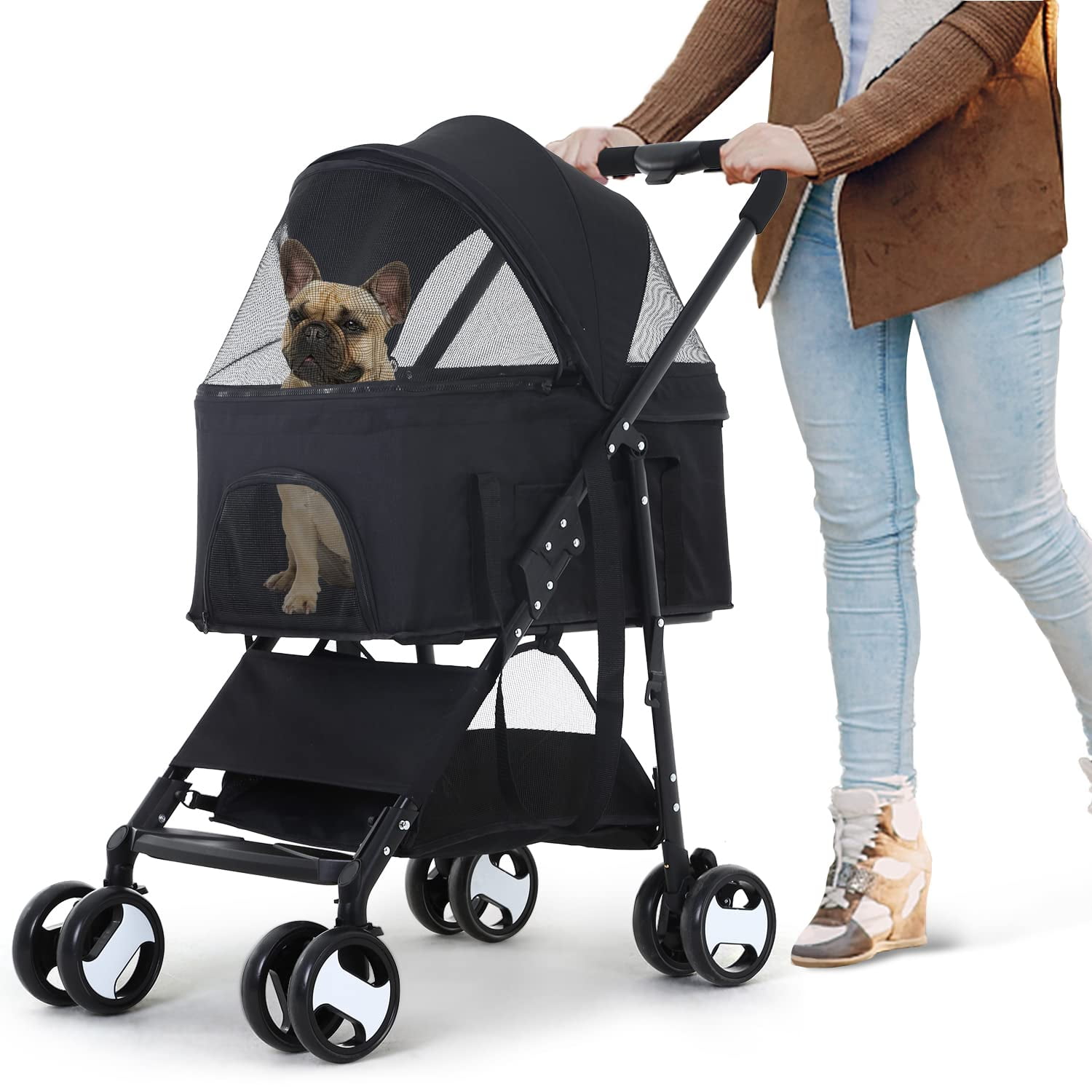 NiamVelo Foldable Pet Stroller Dog Stroller 3in1 Detachable Cat