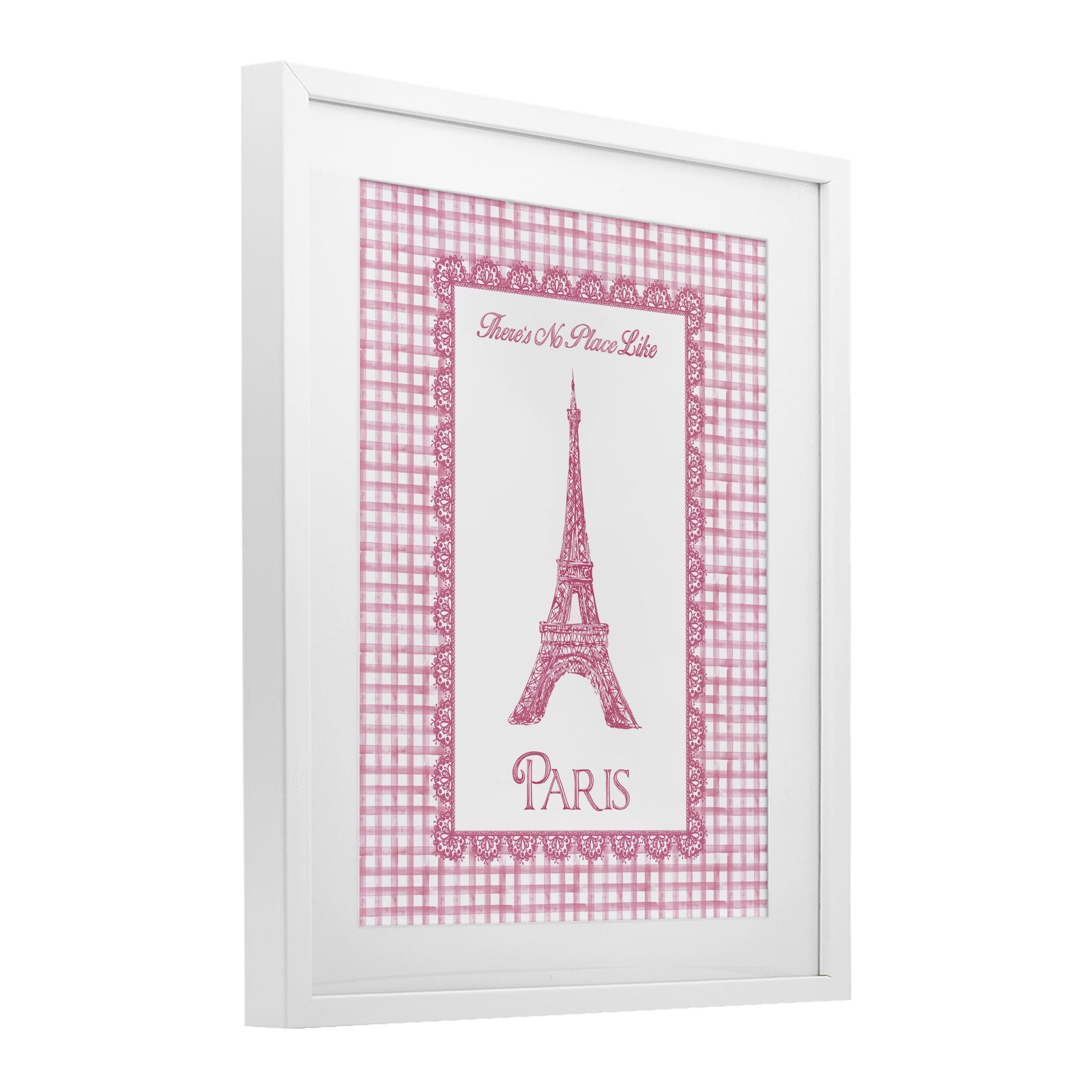 Stupell Industries No Place Like Paris Pink Lace White Framed Print Under Glass, design by Conrad Knutsen