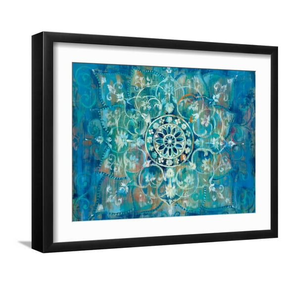 Art.com Mandala in Blue I Art Print by Danhui Nai, Black Frame Wall Art, 21" x 17"