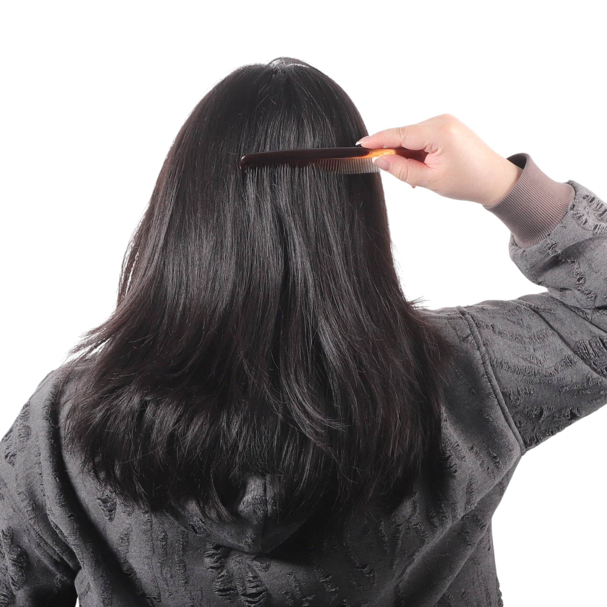 Unique Bargains One Piece Women Comfortable Two Color Flat Comb for Curly Hair Amber