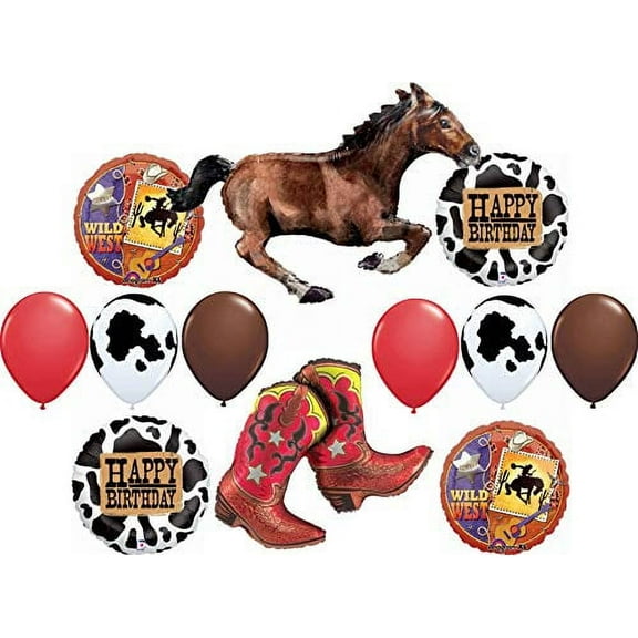Western Party Supplies Birthday Cowboy Cowgirl Wild West Balloon Bouquet Decorations Galloping Horse