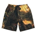 thumbnail image 2 of Honeii's Sunset Meditating Doberman Print Men's Casual Shorts with Drawstring，Swim Trunks Quick Dry Beach Shorts, 2 of 5