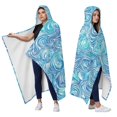 thumbnail image 2 of Wearable Blanket,Blue White Tie Dye Wave Pattern Hooded Wearable Flannel Blanket for Adults & Teens,Winter Poncho Shawl Wrap Cape Cozy Anti-Pill,50"x60", 2 of 5