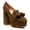 Brown, variant on YDN Women Round Toe Tassel Loafers Slip on Platform Chunky High Heels Business Date Formal Pumps Size 7 Black