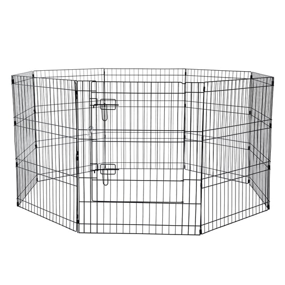 8-Panel Foldable Metal Dog Playpen with Top Cover, 30" Height - Pet Exercise Pen