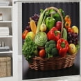 thumbnail image 6 of Creowell Vegetables Fruits Basket Pretty Polyester Bathroom Shower Curtain Set with Hooks, Home Bathtubs Decor, Sustainable Design, Various Sizes 36x72, 6 of 7