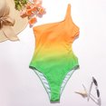 thumbnail image 5 of Abcnature Women's One Piece Swimsuit, High Waisted Bikini Swimsuits, One Shoulder Fade Backless Padded Plus Size Overlay Print Bikini Tummy Control Swimsuits for Women Orange XXL, 5 of 5