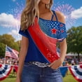thumbnail image 2 of Off The Shoulder Tops for Women 2026 Independence Day Outfits Ladies Short Sleeve USA Patriotic Shirts Summer Clothes, 2 of 6
