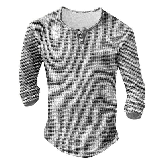 Ketyyh-chn99 Men's and Big Men's Classic Long Sleeve Basic Button Down T-Shirt with Pocket Grey,3XL