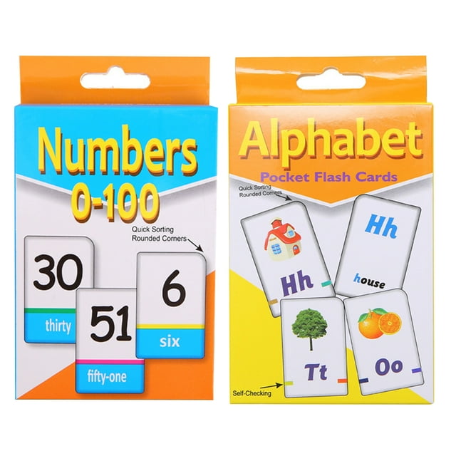 KAKOWELY 2 Ensembles de Cartes Flash Éducatives en Anglais pour Tout-Petits Enfants Apprentissage Précoce (Alphabet et Chiffres), 4.61x"X2.76"X0.01 Pouces