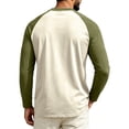 thumbnail image 3 of Mens Crew Neck Baseball Tees Long Sleeve Two Tone Raglan Lightweight Cotton Daily Commute Shirts Army Green S, 3 of 3