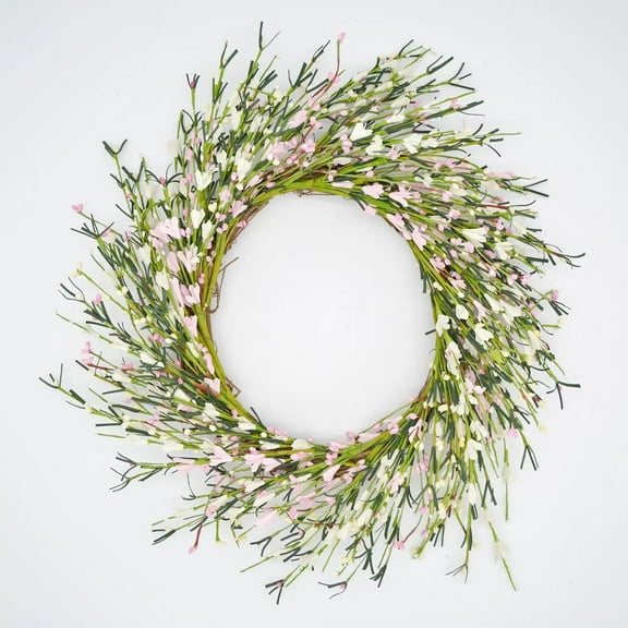 22" Cream and Pink Buttercup Wreath