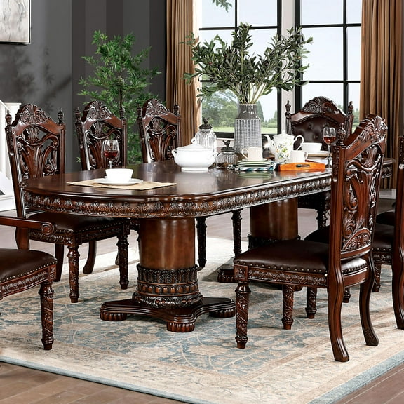 Furniture of America Dian Solid Wood 5-Piece Expandable Dining Set in Cherry