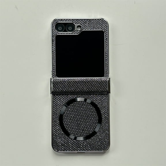 Dteck Magnetic Case for Samsung Galaxy Z Flip 7,Slim Bling Glitter Hinge Protection PC Case Compatible with Mag Safe Shockproof Cover for Galaxy Z Flip 7,Black