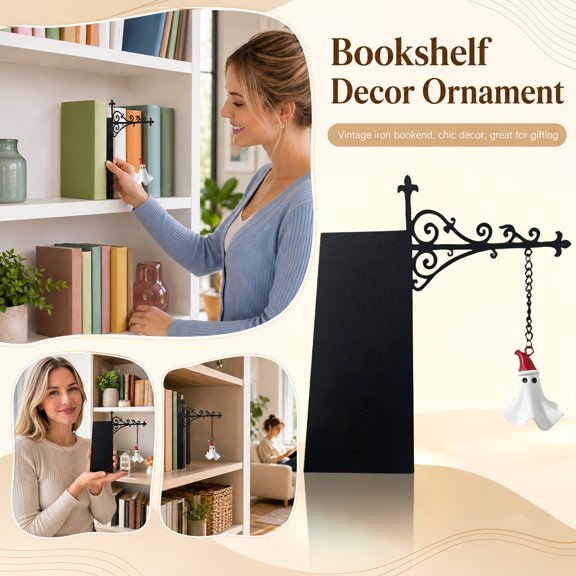 Spooky Ghost Holiday Book Hanging Ornament Festive Decorative Figurine for Shelf Display Halloween Party Home Decor