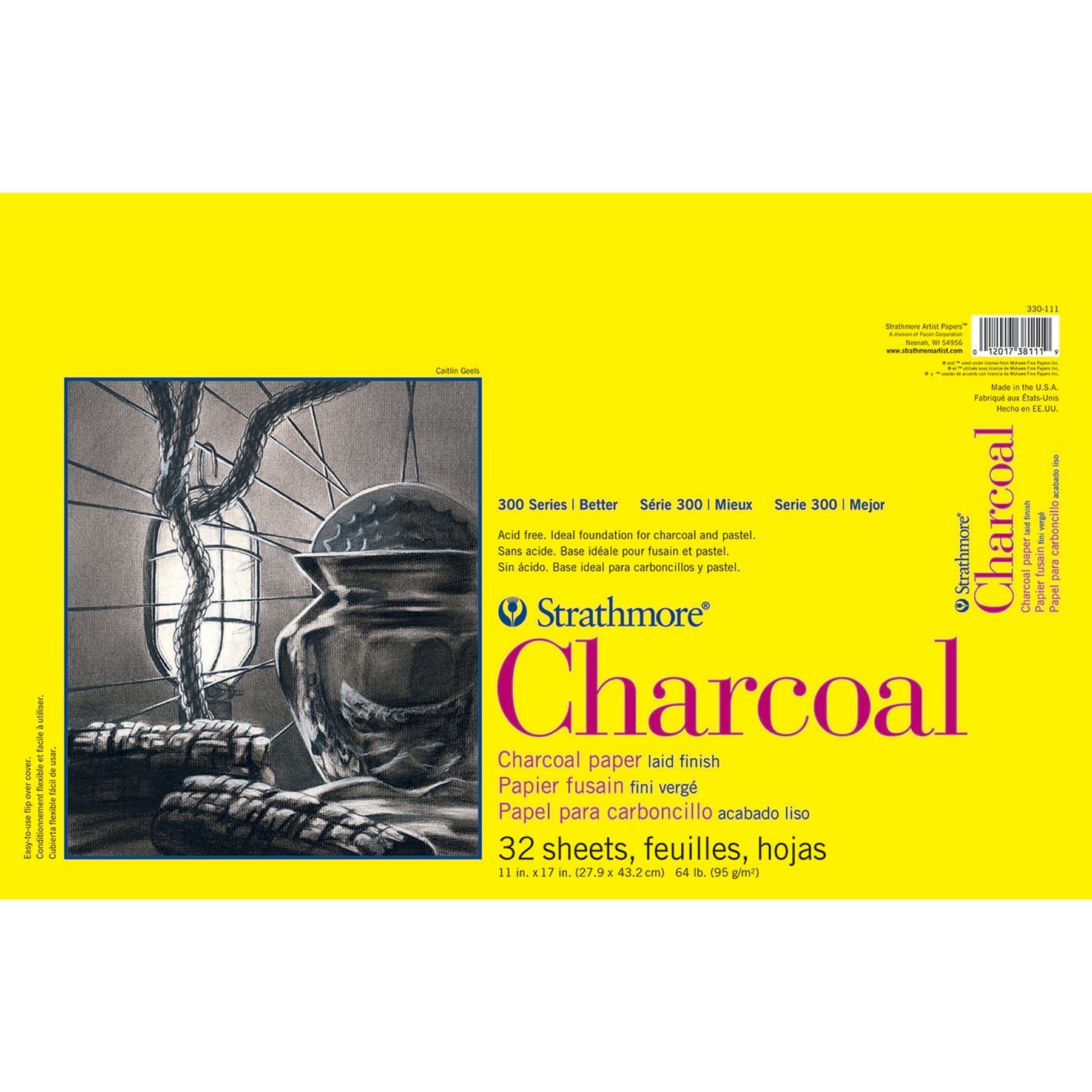 Strathmore 300 Series Charcoal Pad, Glue Binding, 32 Sheet, 11x17 inch, Pack of 2
