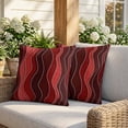 thumbnail image 3 of 16x16 Pillow Covers Set of 2, Red Ombre Square Throw Pillow Covers for Couch/Sofa/Living Room, Abstract Art Moire Ocean Waves Decorative Soft Pillowcases for Couch Throw Pillows with Hidden Zipper, 3 of 9