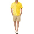 thumbnail image 2 of Unique Bargains Men's Summer Stripe Polka Dots Short Sleeves Button Patchwork Shirt XL Yellow White, 2 of 6