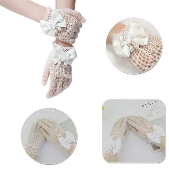 SSKFHGI Kids Cream Lace Fishnet Gloves Communion Party Wedding FlowerGirl