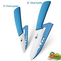 Ceramic Knife Set of Kitchen 6-inch Chef Knife   3-inch Paring Knifewith Sheath Soft-Grip Handle Vegetable Fruit Slicing Rustproof