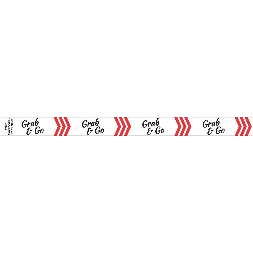 HUBERT Grab N Go Tamper Evident Tape for Deli Containers Merchandising Food Tape Red Chevron - 1"W x 500 ft Roll