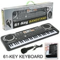 thumbnail image 1 of Hvxrjkn Teclado de 61 Teclas Piano, Digital Electronic Musical Keyboard, para Principiantes Set de Teclado Piano Eléctrico con cable USB, Micrófono - Negro, 1 of 10