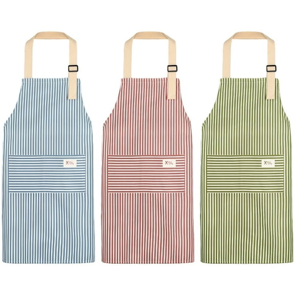 Workwear Cotton Linen Striped Apron For Baking Cooking And Crafts Chores