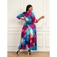 thumbnail image 6 of HVEOO Summer Casual Dress for Women - 3/4 Sleeve V Neck Printing Maxi Dresses for Women, 6 of 9